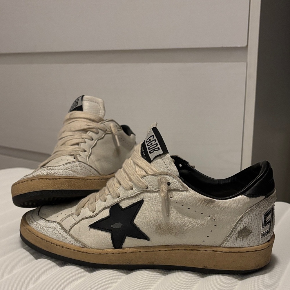 Golden Goose White and Black Sneakers